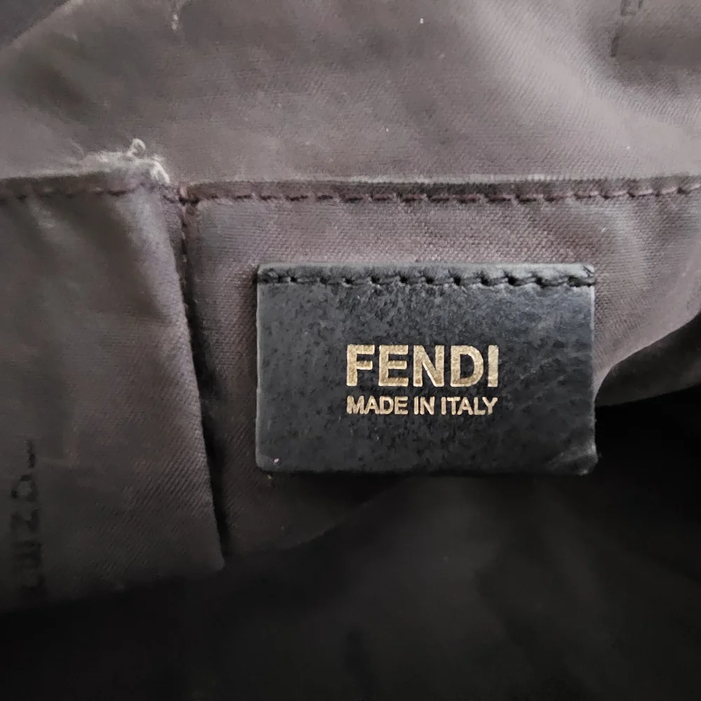 Authentic Extra Large Fendi Black Metallic Nubuck Leather Chain Shoulder Bag - Picture 15 of 16